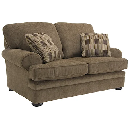 Loveseat with Rolled Arms and Bun Feet